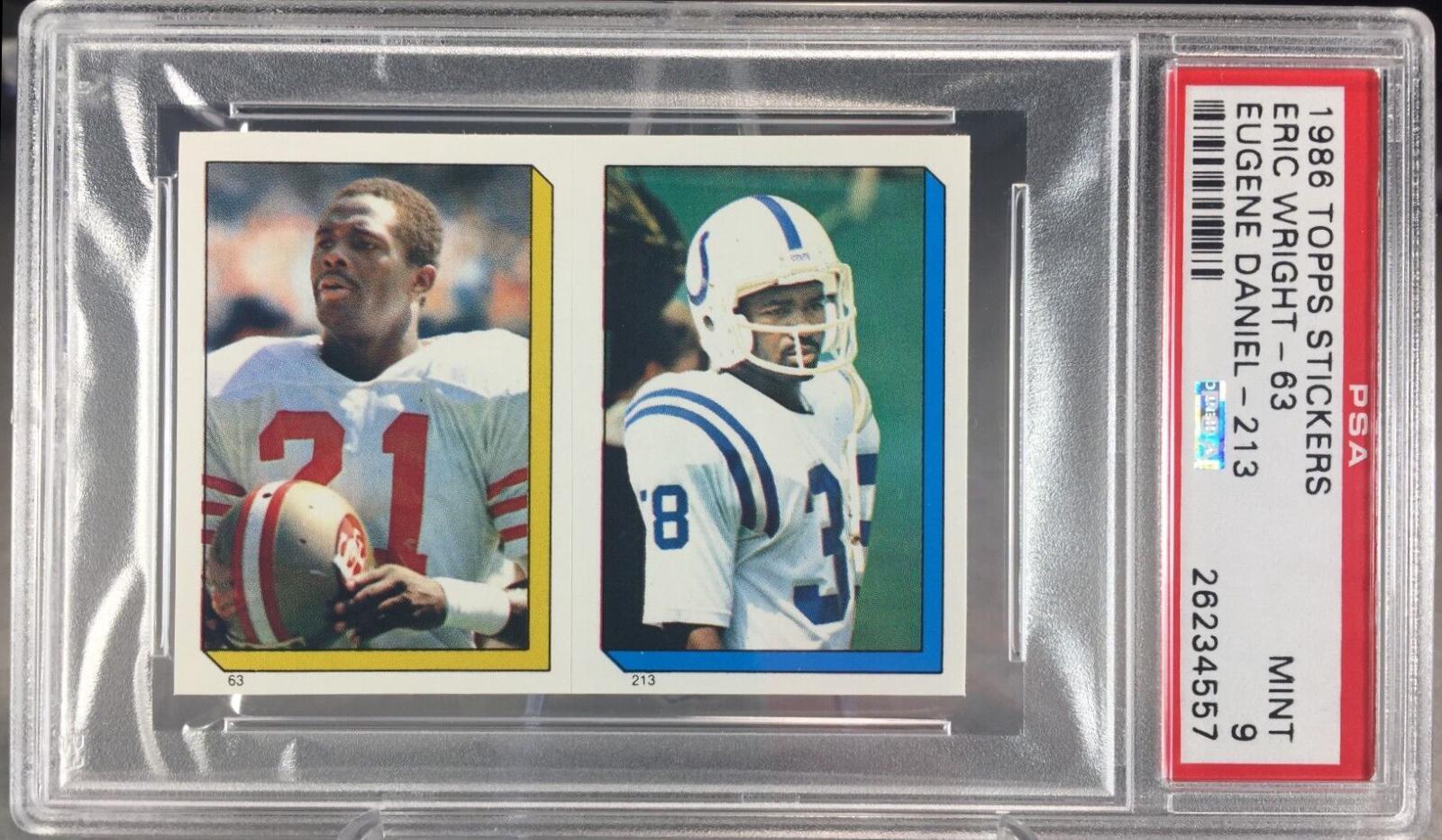 Eric Wright, Eugene Daniel Football Cards 1986 Topps Stickers