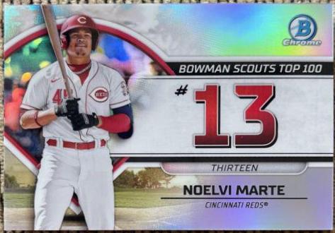 Noelvi Marte #BTP-13 Baseball Cards 2023 Bowman Scouts Top 100