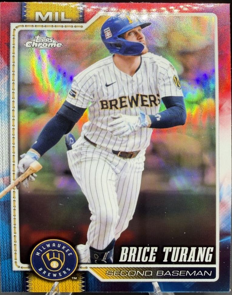 2026 Topps Chrome Brice Turang [Red White Blue Refractor] #4 card