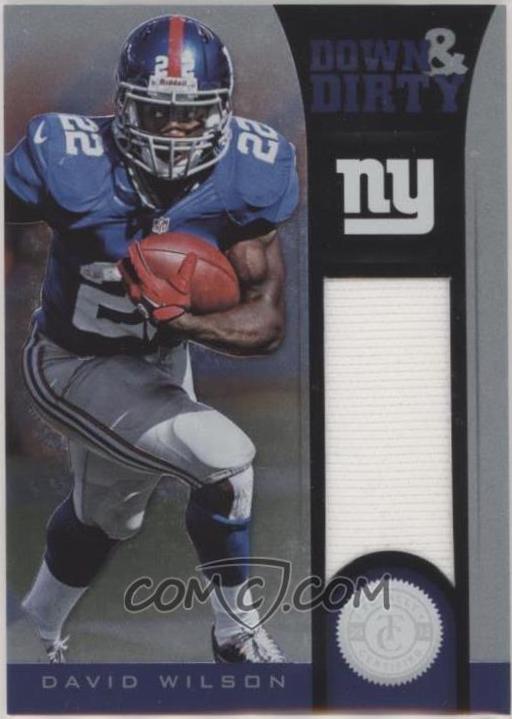 David Wilson #11 Football Cards 2012 Panini Totally Certified Down & Dirty Materials
