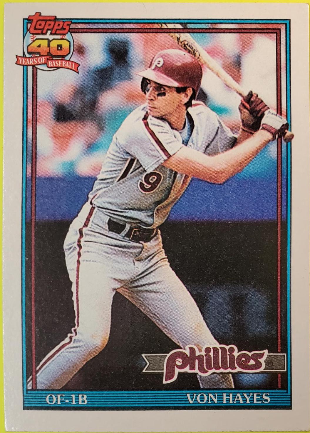 Von Hayes #15 Baseball Cards 1991 Topps Tiffany