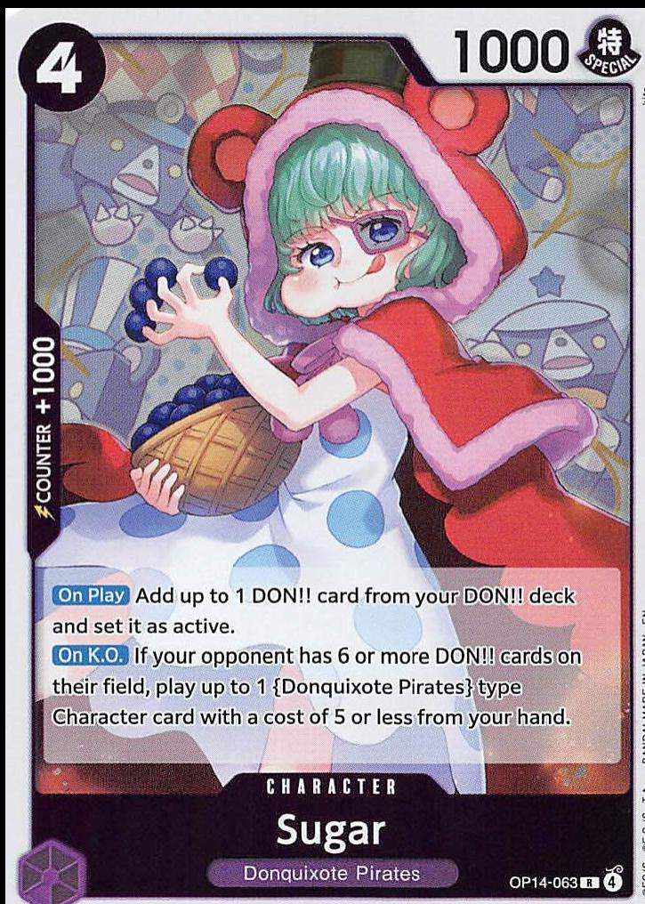 one piece card game sugar TCG AA JP OP04-024 PSA 10 – Zapp! Comics holofoil pattern or surface detail) Sugar (Parallel) OP04-024 - One