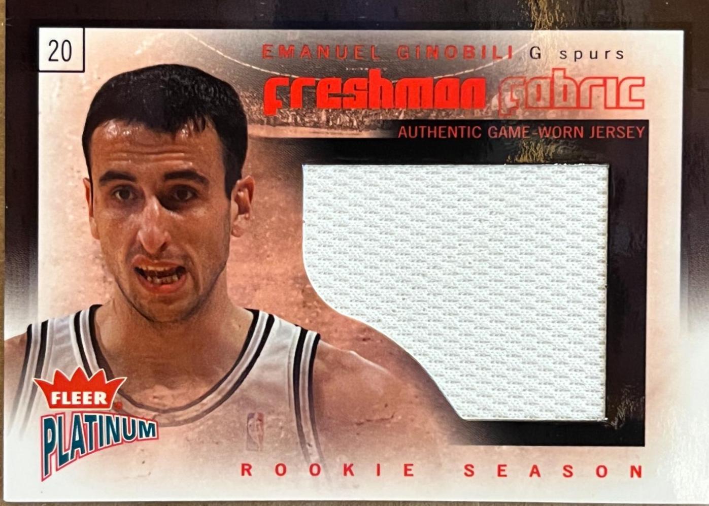 Manu Ginobili #FF-EG Basketball Cards 2002 Fleer Platinum Freshman Fabric