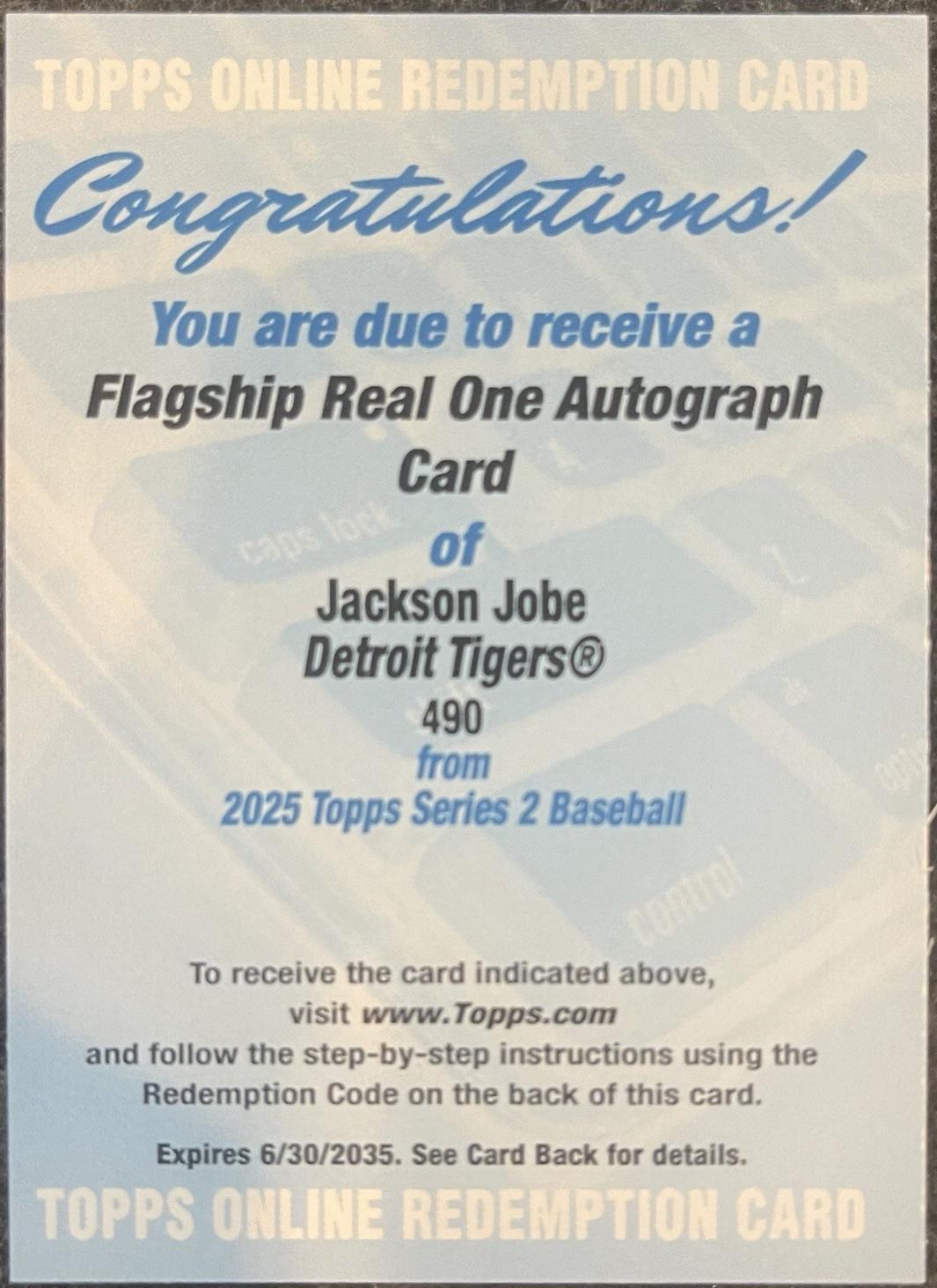 Jackson Jobe [Real One Autograph] #490