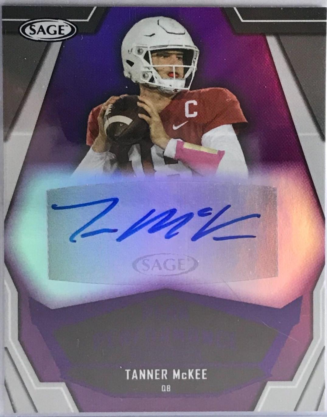 Tanner Mckee #PKA-TM Football Cards 2023 Sage Peak Performance Autographs