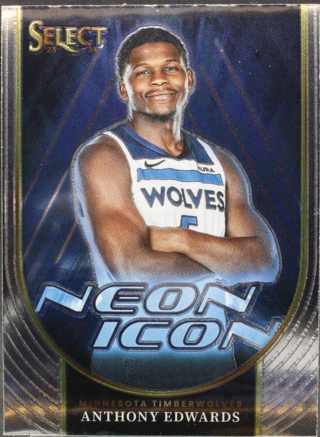 Anthony Edwards #5 Basketball Cards 2023 Panini Select Neon Icon