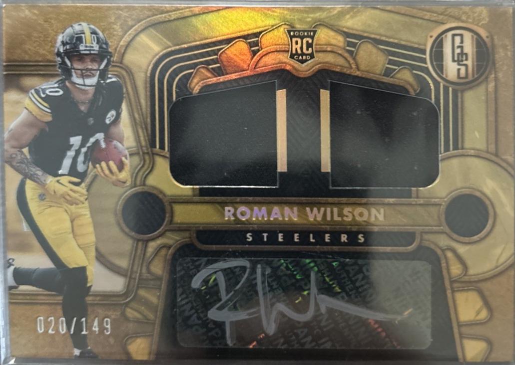 Roman Wilson #23 Football Cards 2024 Panini Gold Standard Rookie Jersey Autographs Double