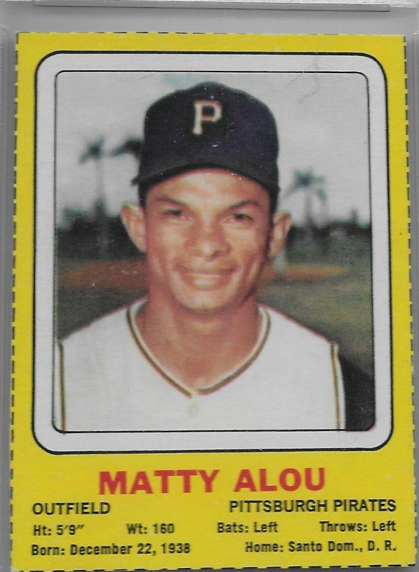 Matty Alou Baseball Cards 1970 Transogram Hand Cut