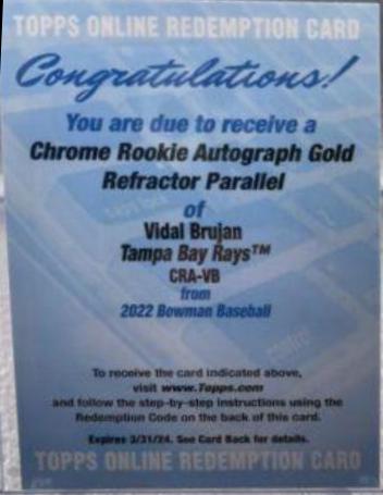 Vidal Brujan [Gold Refractor] #CRA-VB
