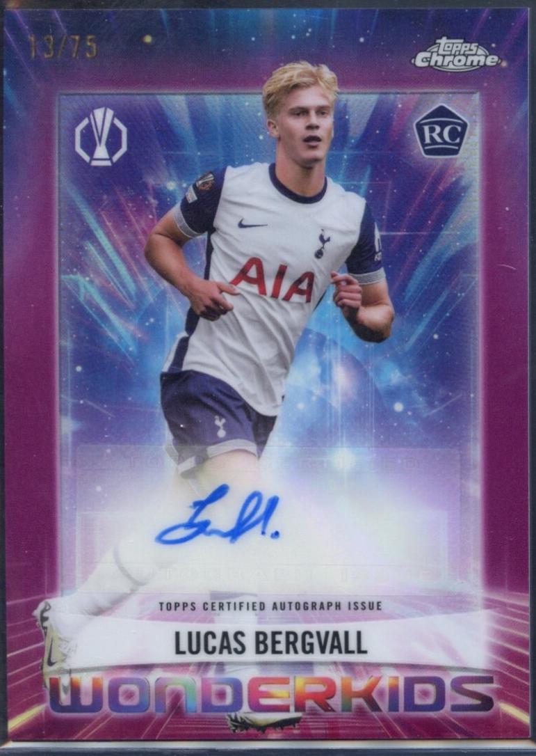 Lucas Bergvall #WKA-LB Soccer Cards 2024 Topps Chrome UEFA Wonderkids Autograph