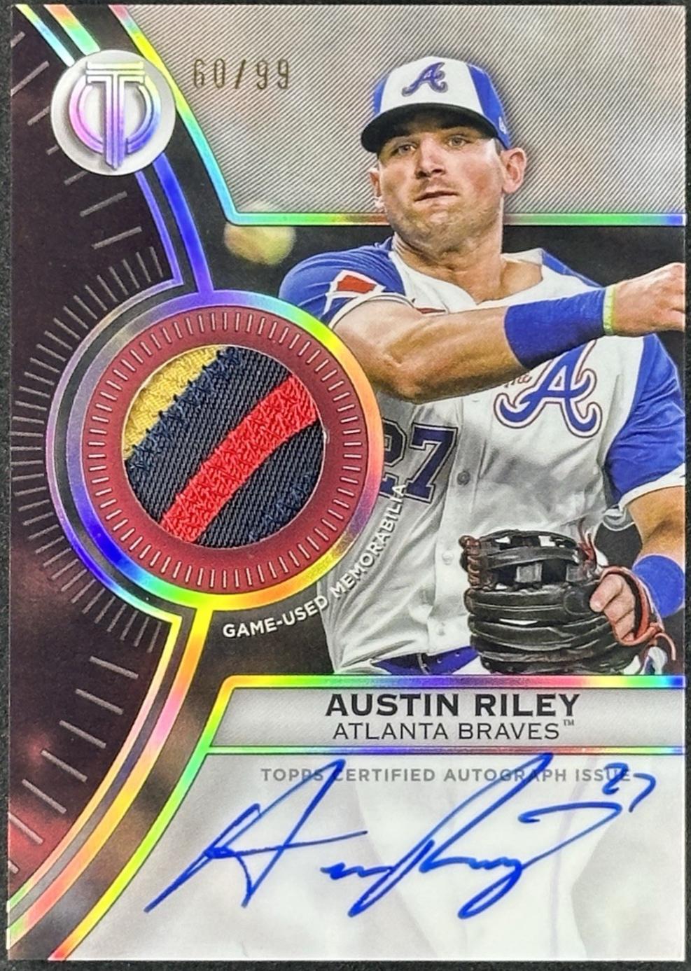 Austin Riley #TTTA-RIL Baseball Cards 2025 Topps Tribute to Threads Autograph Relic