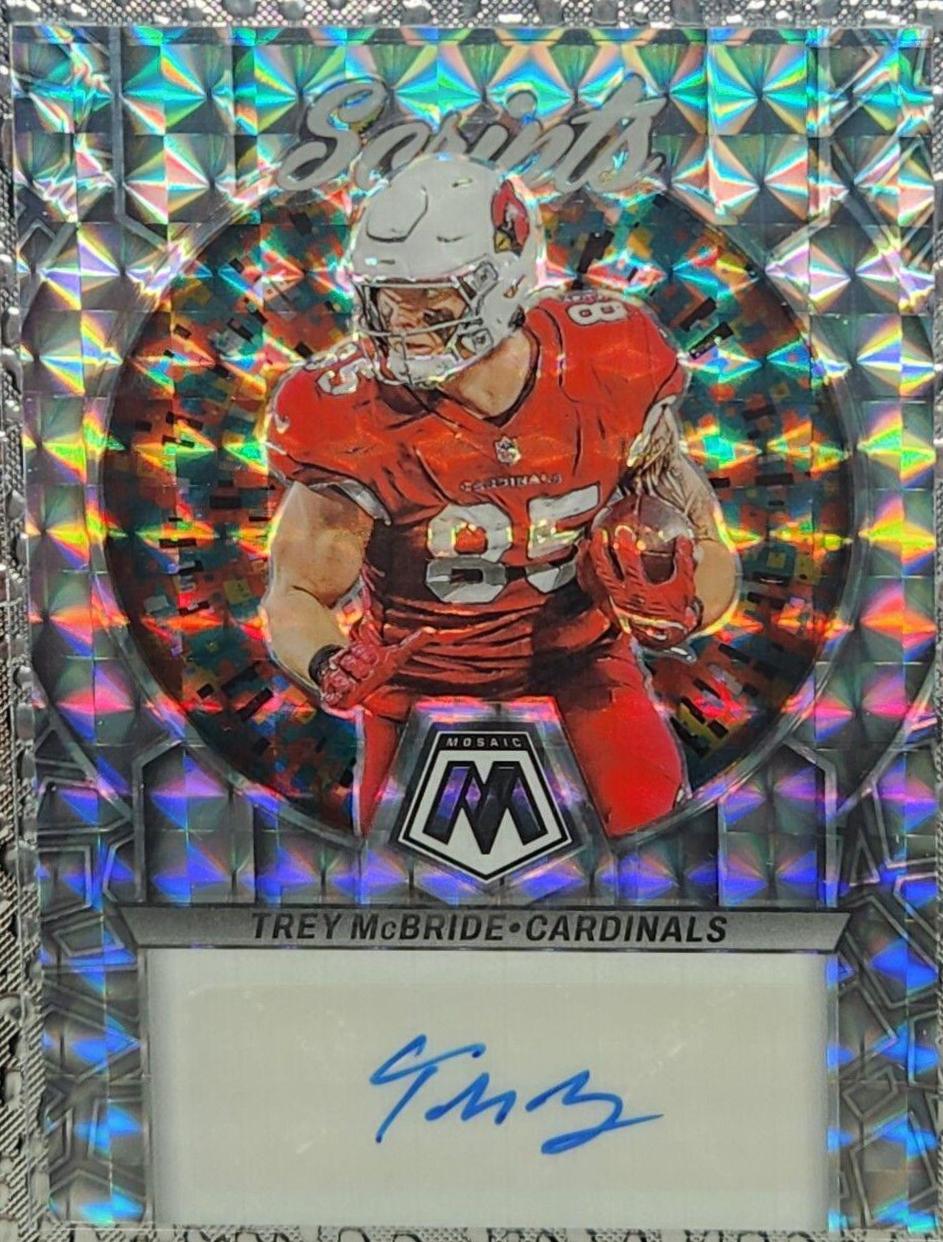 Trey McBride #S5 Football Cards 2023 Panini Mosaic Scripts Autographs