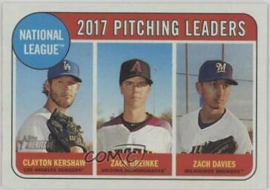 Clayton Kershaw, Zach Davies, Zack Greinke #10 Baseball Cards 2018 Topps Heritage