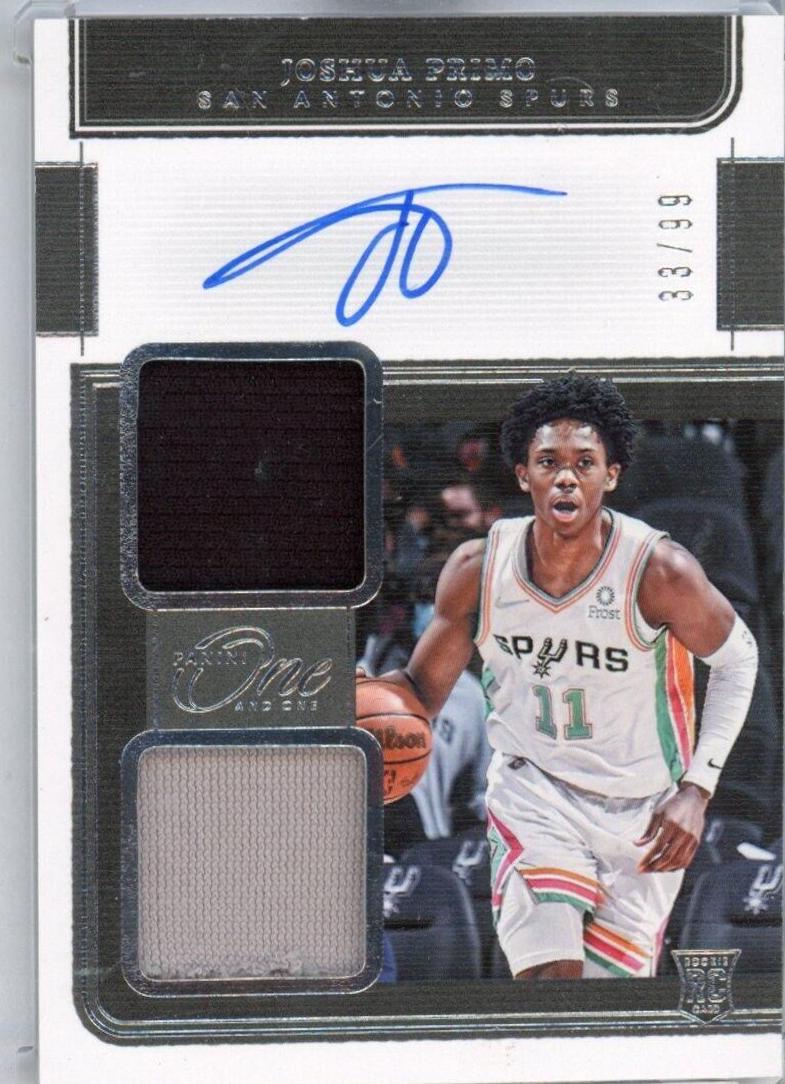 Joshua Primo #RD-JPM Basketball Cards 2021 Panini One and One Rookie Dual Jersey Autographs