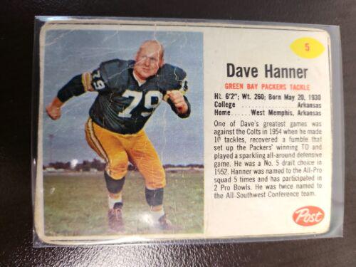 Dave Hanner #5 Football Cards 1962 Post Cereal