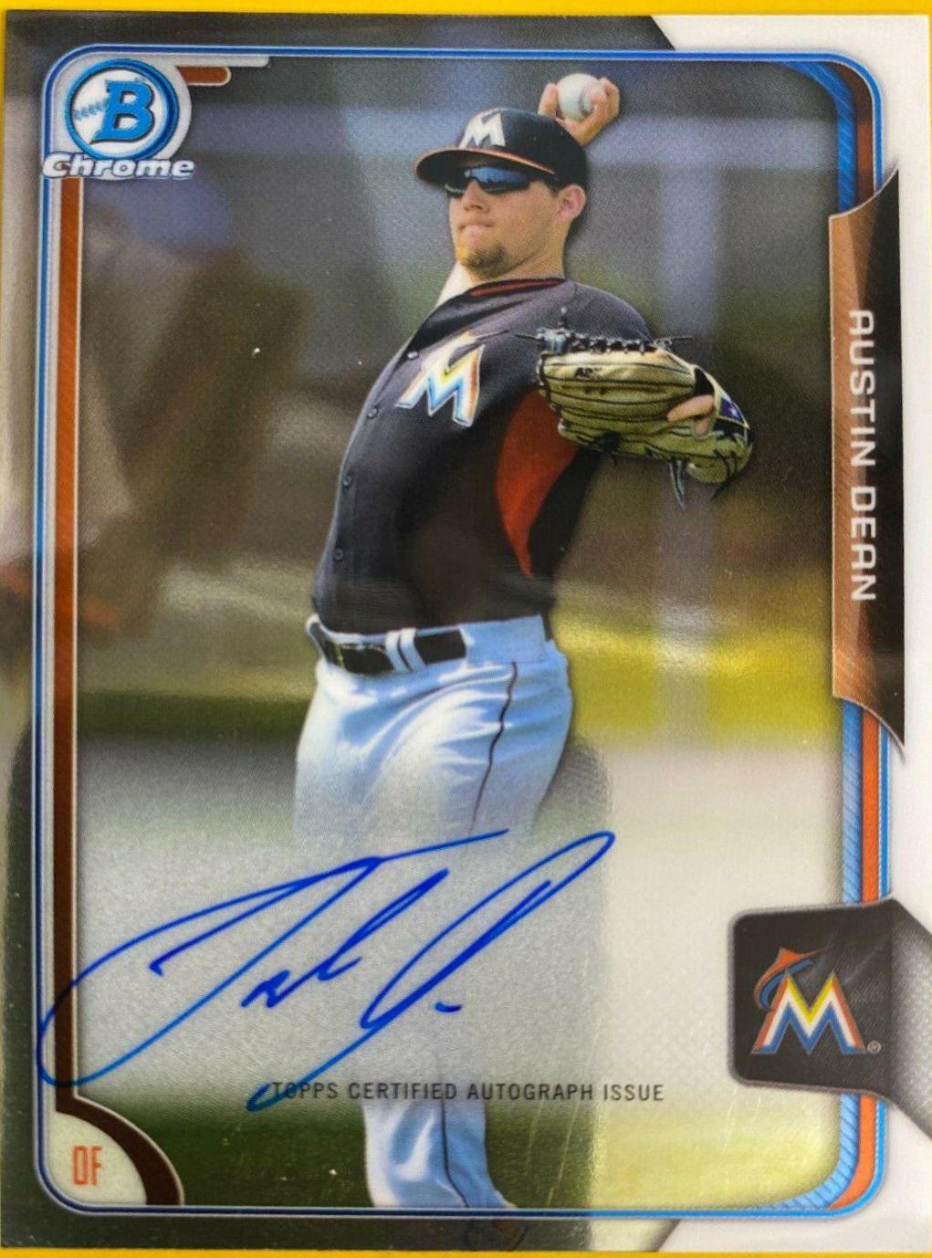 Austin Dean #AD Baseball Cards 2015 Bowman Chrome Autograph Prospect
