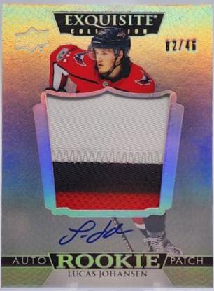 Lucas Johansen #EC-LJ Hockey Cards 2022 Upper Deck The Cup Exquisite Rookie Auto Patch