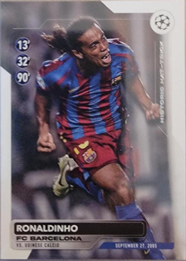 Ronaldinho #HH-2 Soccer Cards 2023 Topps UEFA Club Historic Hat Trick