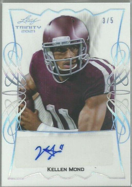 Kellen Mond #TPA-KM1 Football Cards 2021 Leaf Trinity Portrait Autographs