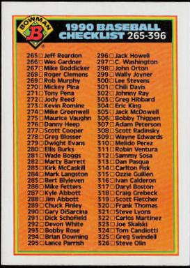 Checklist 265-396 #527 Baseball Cards 1990 Bowman
