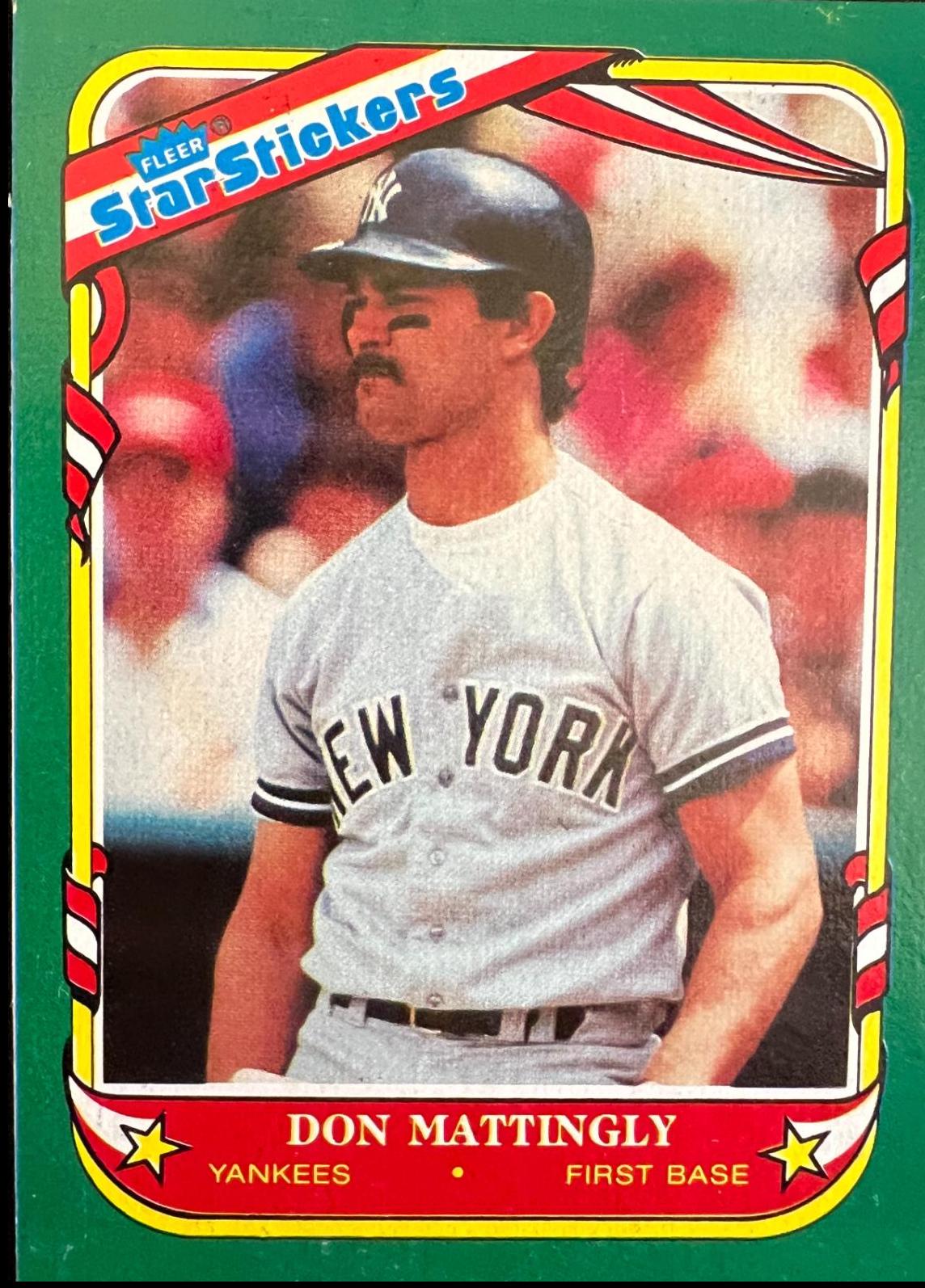 Don Mattingly #S-8 1987 Fleer Star Stickers Box Panel Hand Cut Baseball