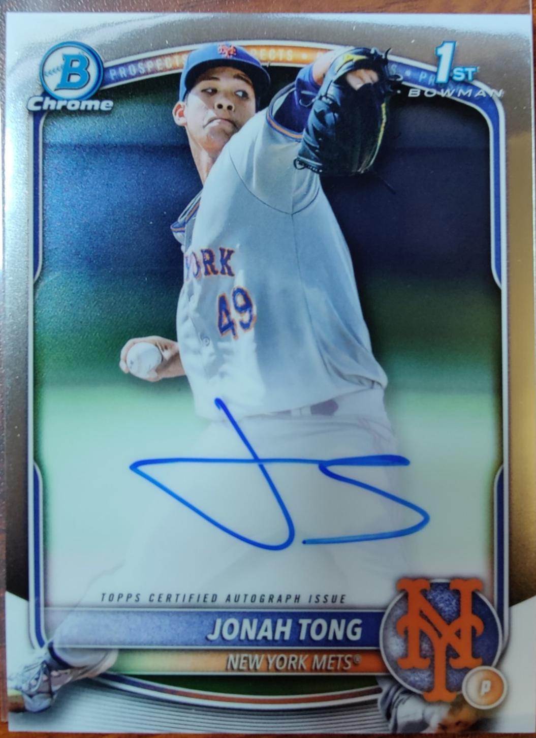 Jonah Tong #CPA-JTO Baseball Cards 2025 Bowman Chrome Prospect Autograph