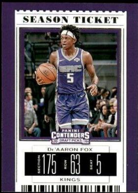 De'Aaron Fox #12 Basketball Cards 2019 Panini Contenders Draft Picks