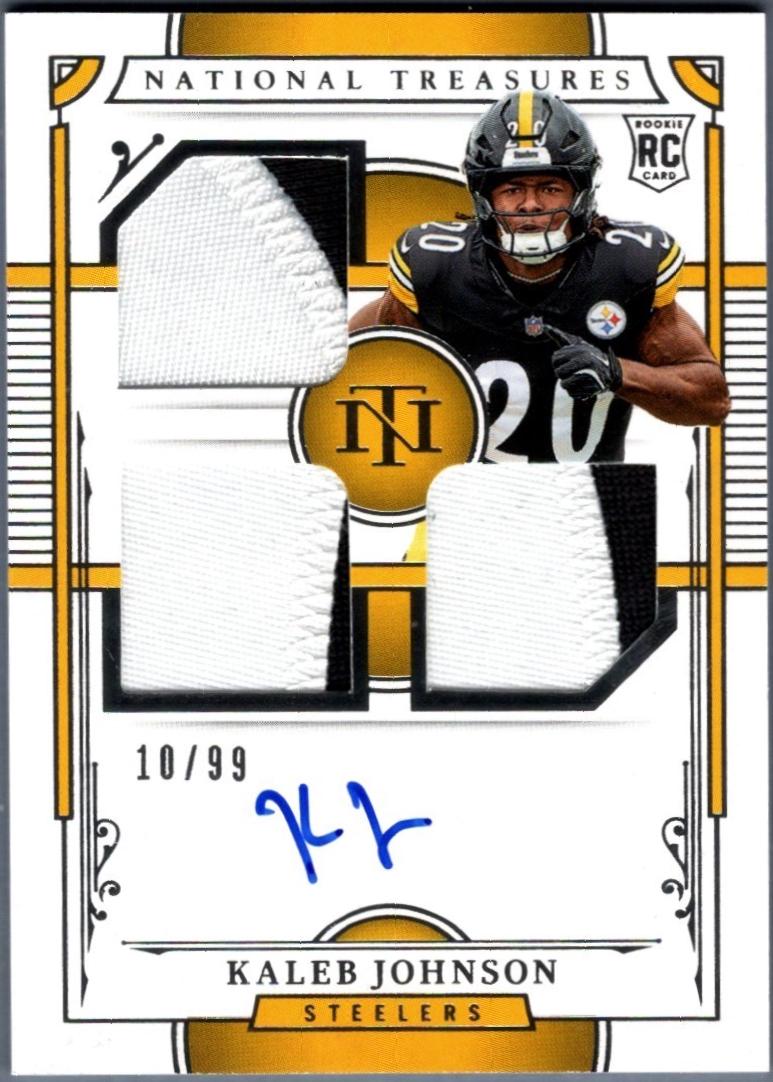 Kaleb Johnson #16 2025 Panini National Treasures Rookie Material Signature Triple Football