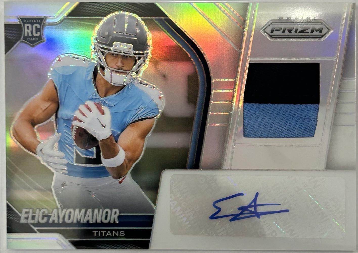 Elic Ayomanor #41 2025 Panini Prizm Rookie Patch Autograph Silver Football