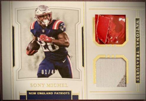 Sony Michel Football Cards 2018 National Treasures Rookie Dual Materials