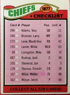 Chiefs Checklist