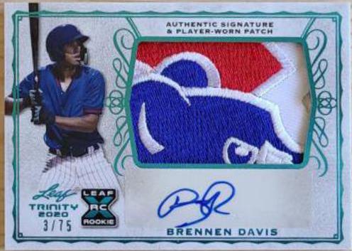 Brennen Davis #PA-BD1 2020 Leaf Trinity Patch Autographs Baseball