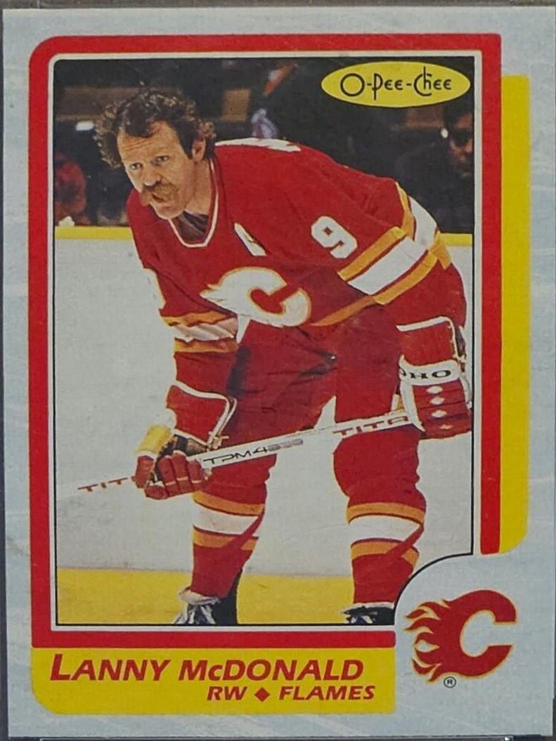 Lanny McDonald #J Hockey Cards 1986 O-Pee-Chee Box Bottoms Hand Cut