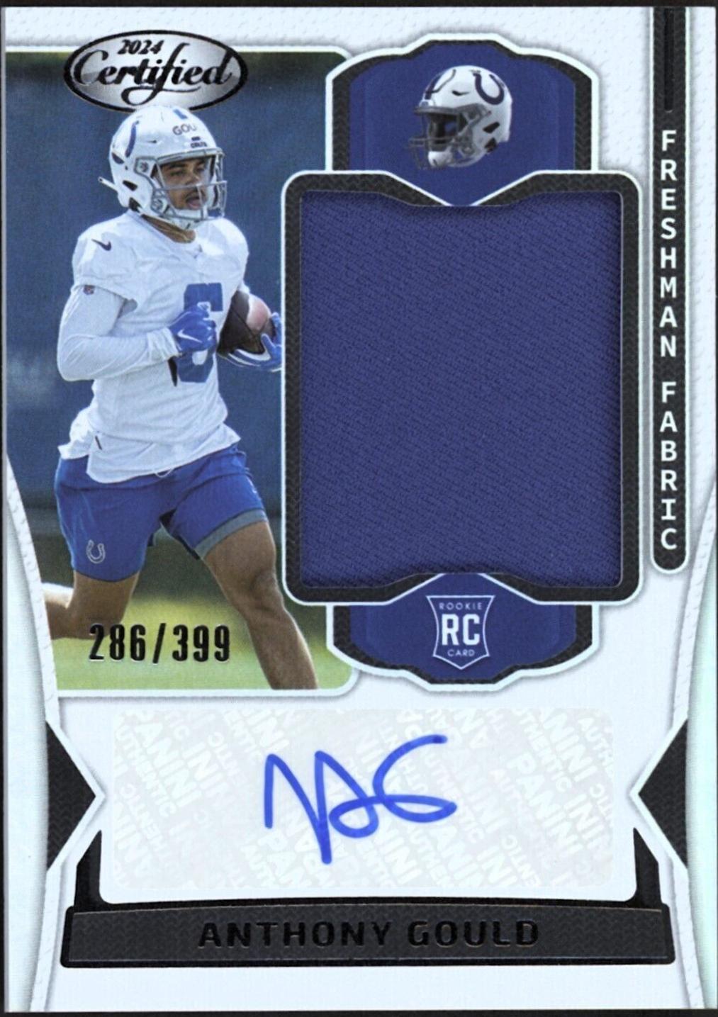 Anthony Gould #FMS-AGD Football Cards 2024 Panini Certified Freshman Fabric Mirror Signature