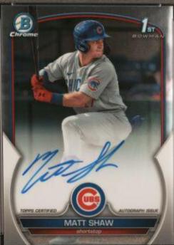 Matt Shaw #CDA-MS Baseball Cards 2023 Bowman Draft Chrome Prospect Autographs