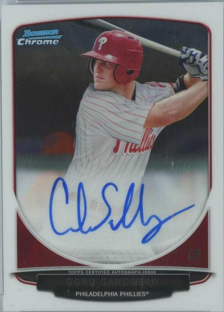 Cord Sandberg #BCACSA 2013 Bowman Chrome Draft Picks & Prospects Autographs Baseball
