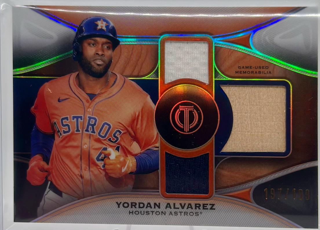 Yordan Alvarez #TTR-YA Baseball Cards 2025 Topps Tribute Triple Relic