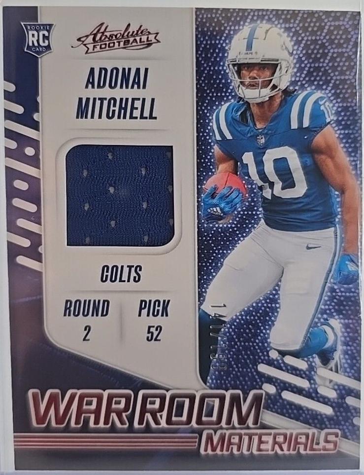 Adonai Mitchell #WRM-AML Football Cards 2024 Panini Absolute War Room Materials