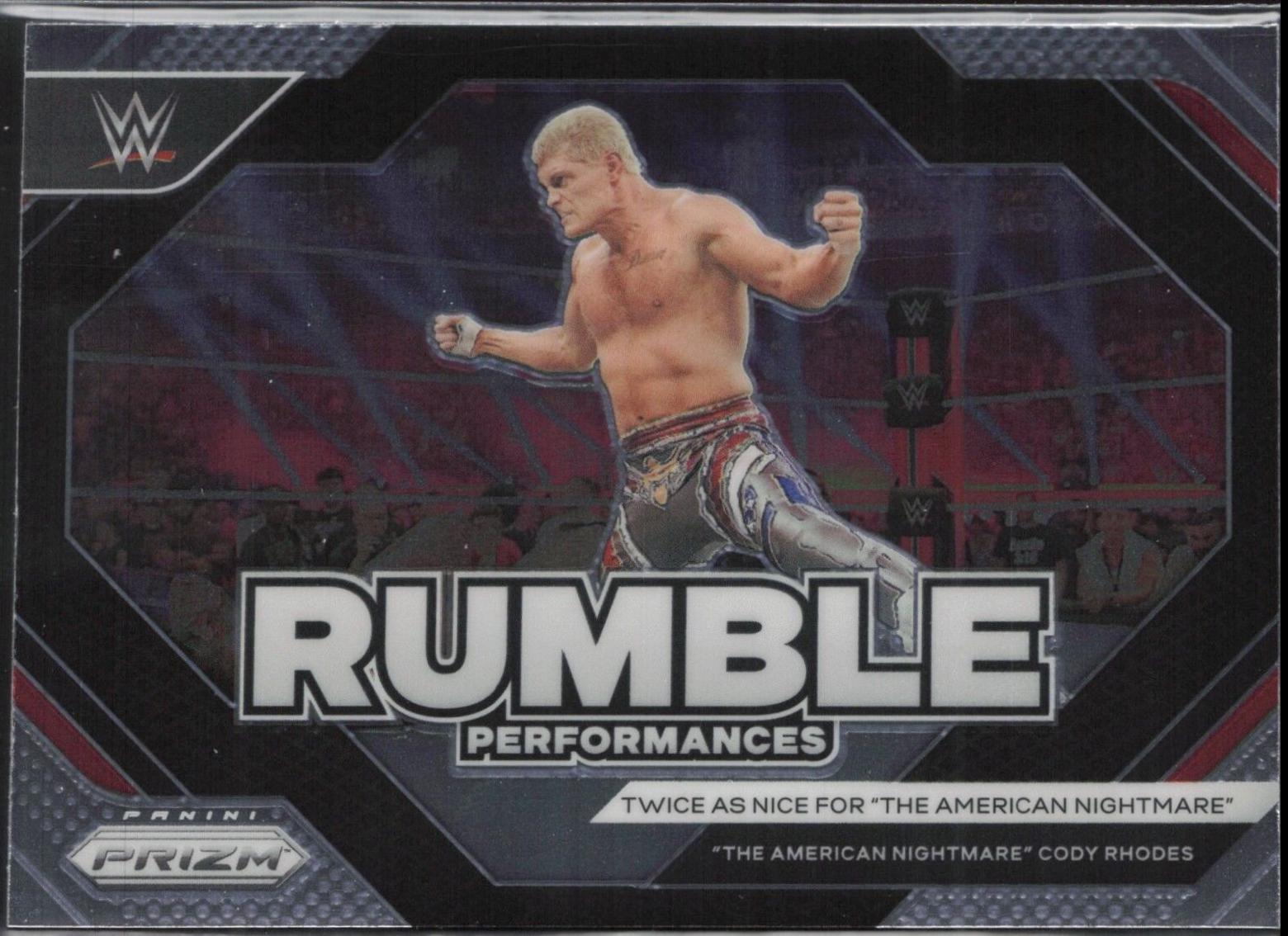 The American Nightmare Cody Rhodes #5 Wrestling Cards 2024 Panini Prizm WWE Rumble Performances