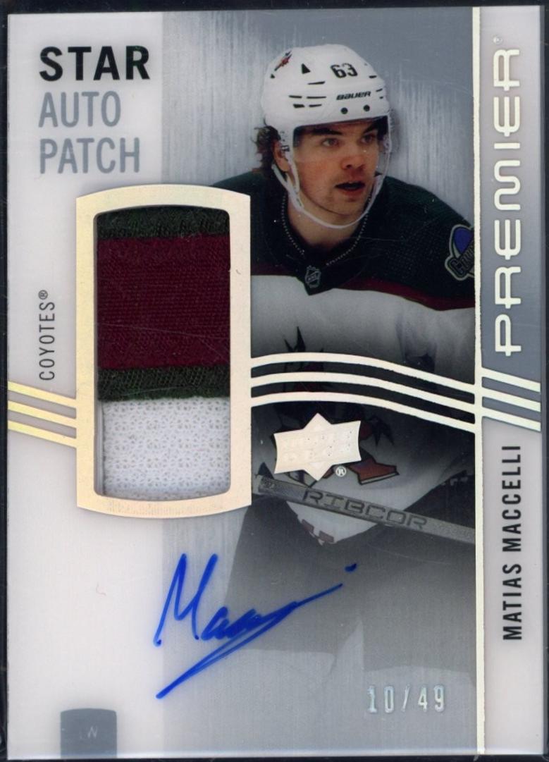 Matias Maccelli #AV-MC Hockey Cards 2023 Upper Deck Premier Acetate Star Patch Auto