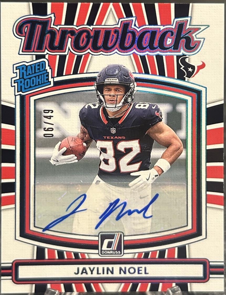 Jaylin Noel #45 2025 Panini Donruss Rated Rookie Throwback Autograph Football
