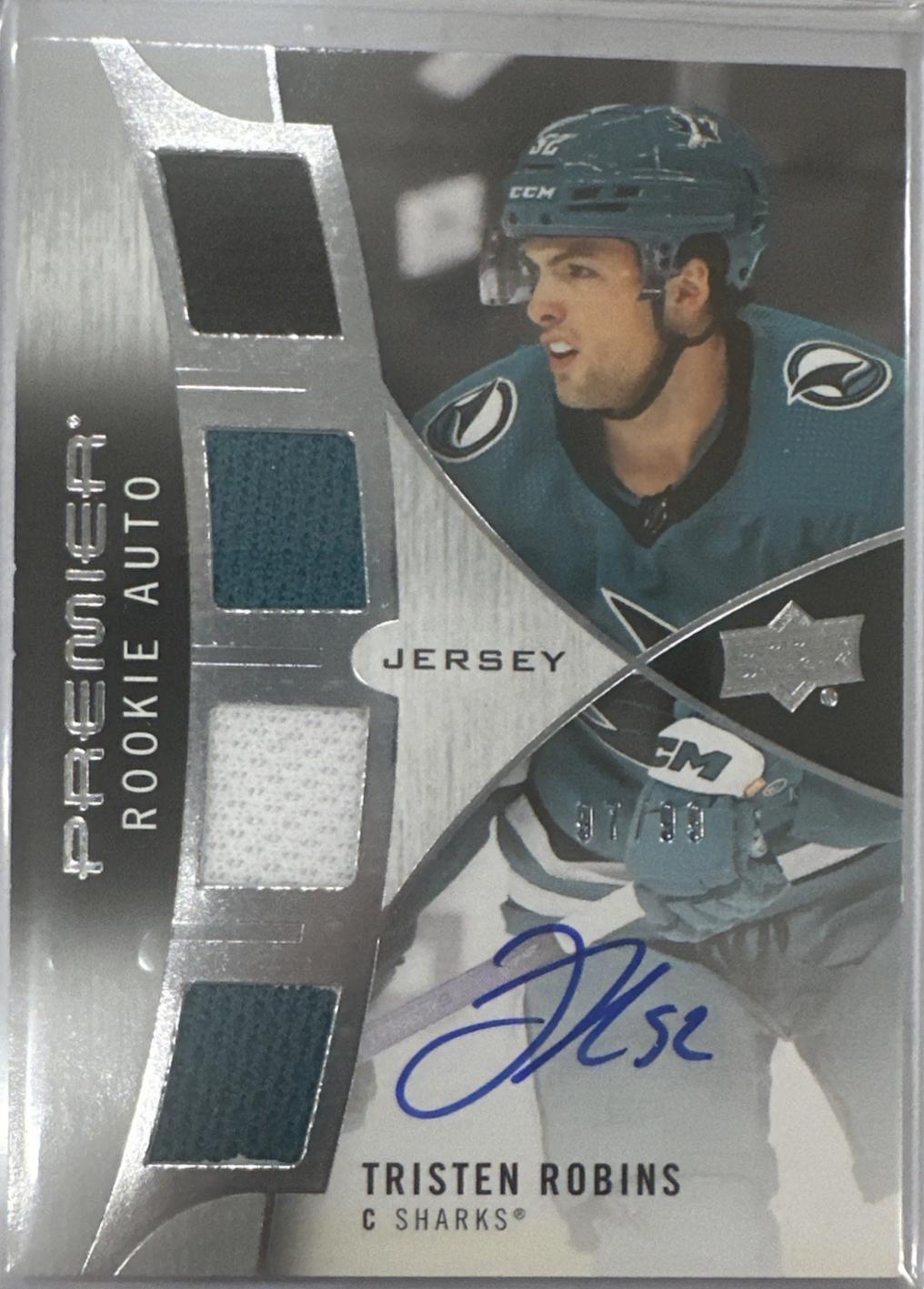 Tristen Robins #PRA-TR Hockey Cards 2023 Upper Deck Premier Rookie Auto Jersey
