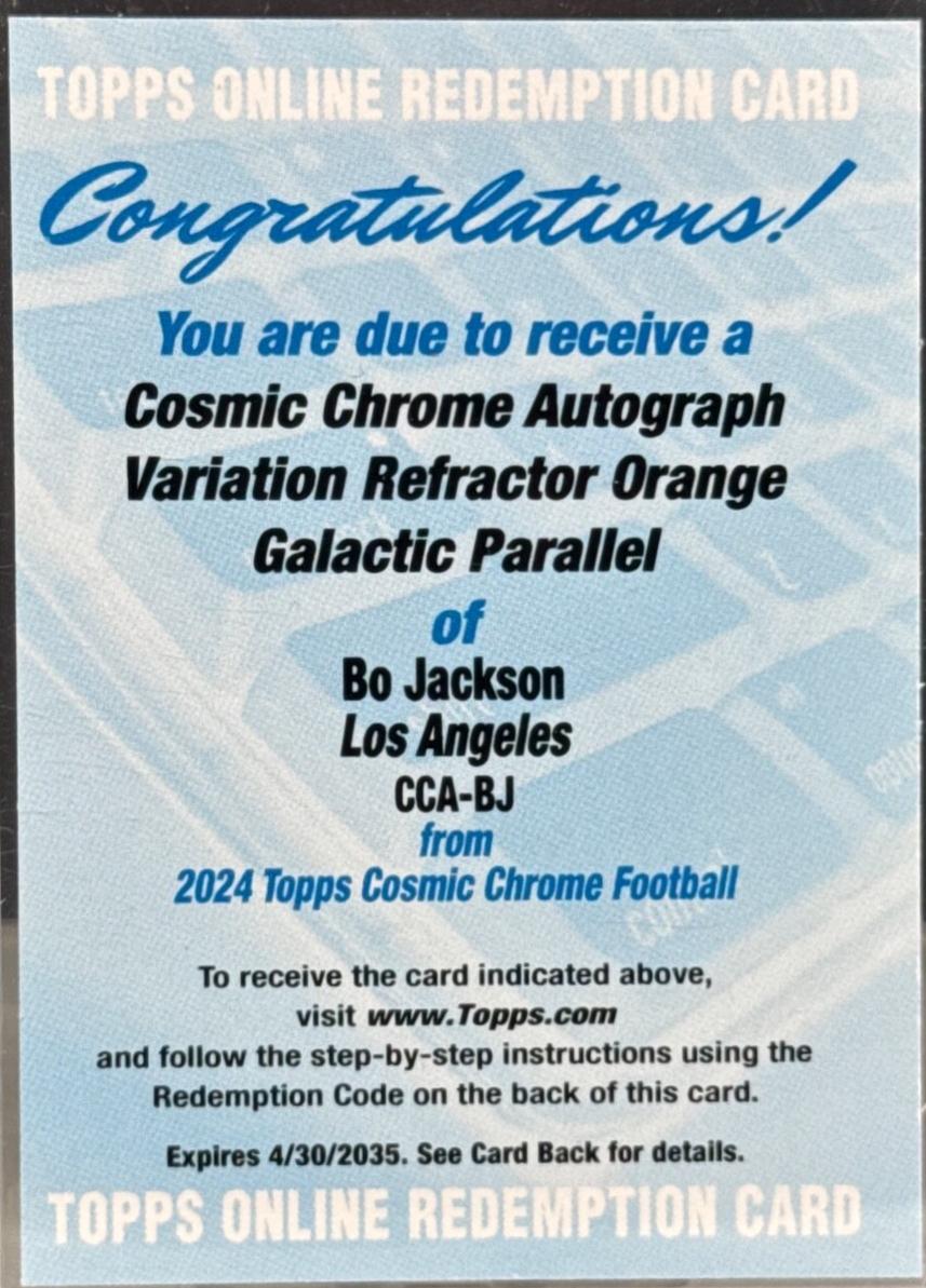 Bo Jackson [Orange Galactic Refractor] #CCA-BJ