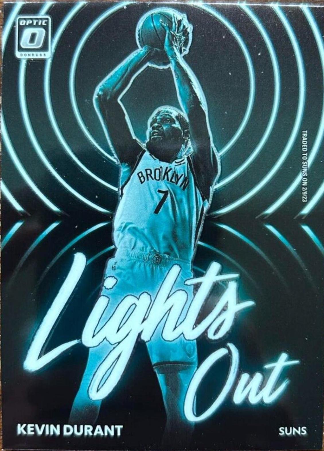 Kevin Durant #4 Basketball Cards 2022 Panini Donruss Optic Lights Out