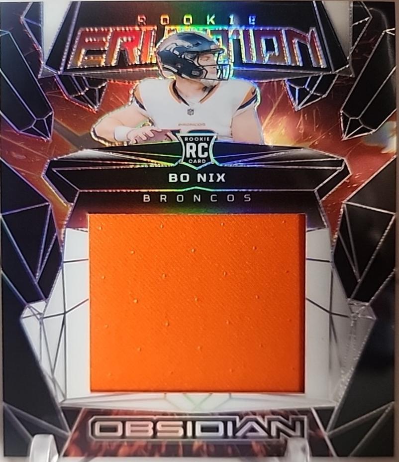 Bo Nix #4 Football Cards 2024 Panini Obsidian Rookie Eruption Materials