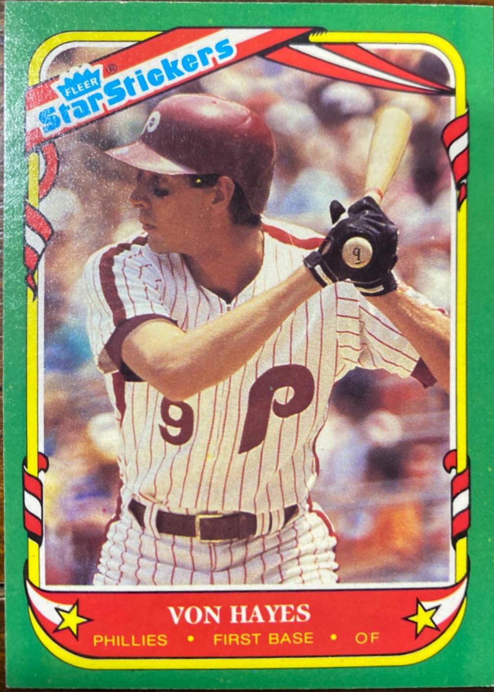 Von Hayes #55 1987 Fleer Star Stickers Baseball