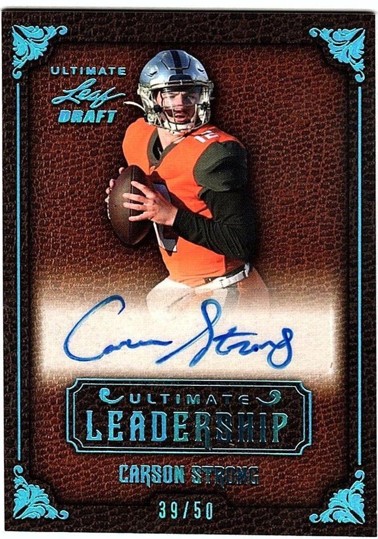 Carson Strong #UL-CS1 Football Cards 2022 Leaf Ultimate Draft Leadership Autographs