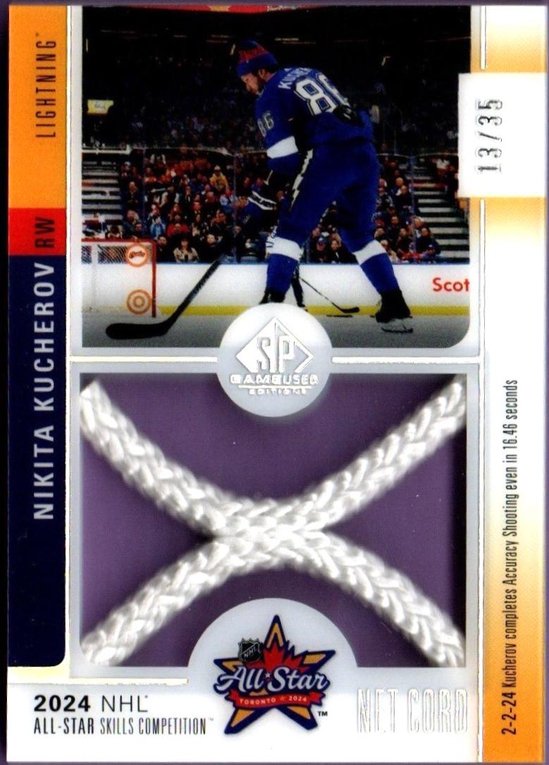 Nikita Kucherov #ASN-NK Hockey Cards 2024 SP Game Used All Star Skills Net Cord Relic