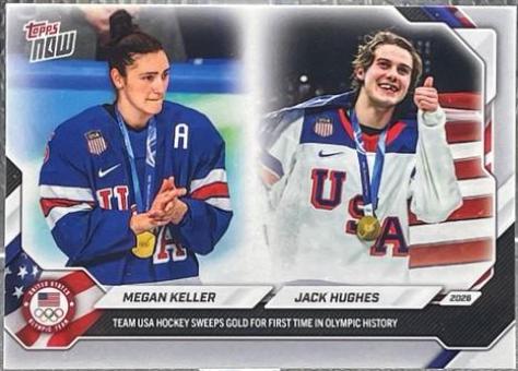 Megan Keller / Jack Hughes #19 2026 Topps Olympics Hockey