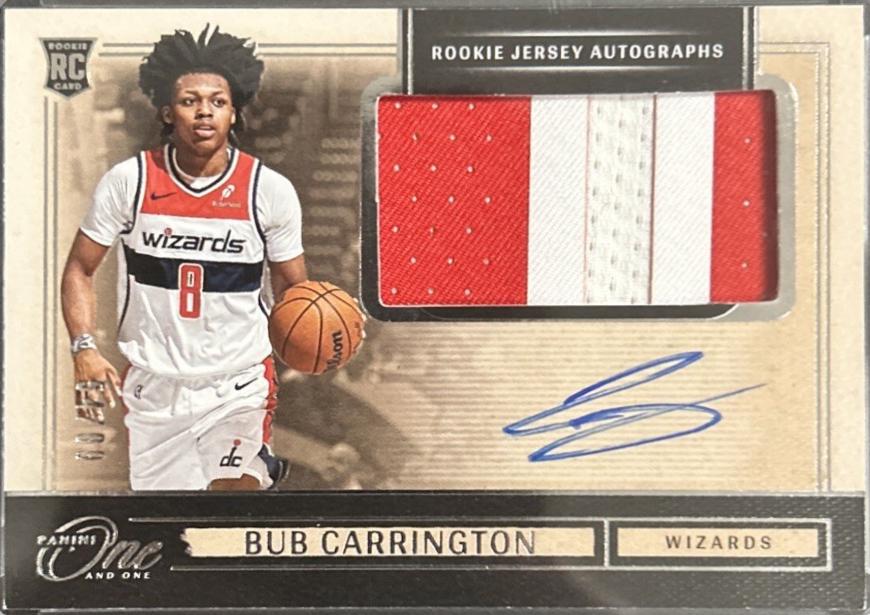 Bub Carrington #1 2024 Panini One And One Rookie Jersey Autograph Basketball